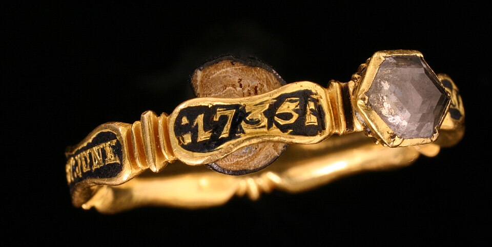 Carved Whitby Jet Mourning Ring